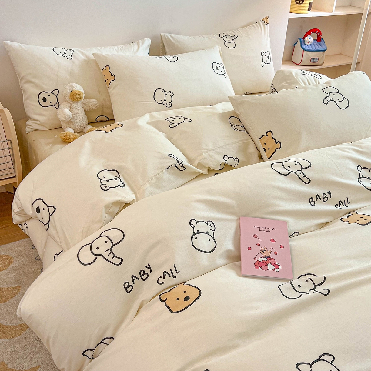 91家纺网 家纺一手货源 找家纺 麦伦家居 2025新款40s斜纹全棉纯棉跑量款卡通小清新四件套 好伙伴