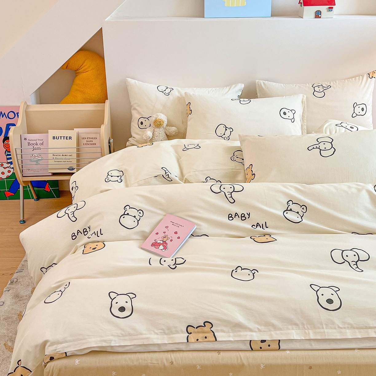 91家纺网 家纺一手货源 找家纺 麦伦家居 2025新款40s斜纹全棉纯棉跑量款卡通小清新四件套 好伙伴