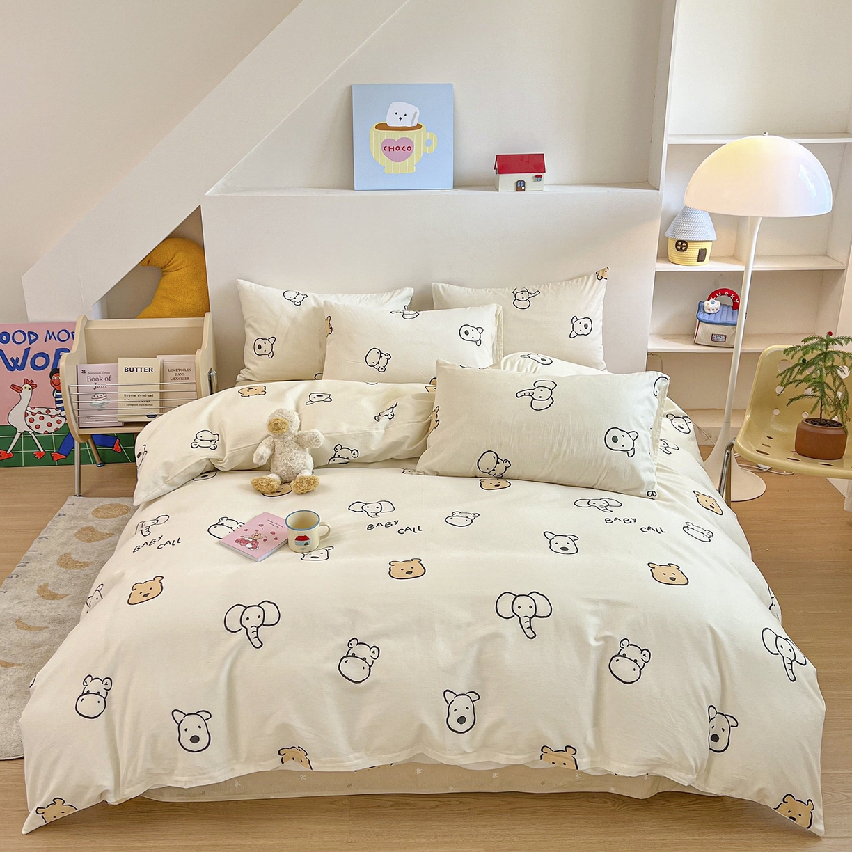 91家纺网 家纺一手货源 找家纺 麦伦家居 2025新款40s斜纹全棉纯棉跑量款卡通小清新四件套 好伙伴