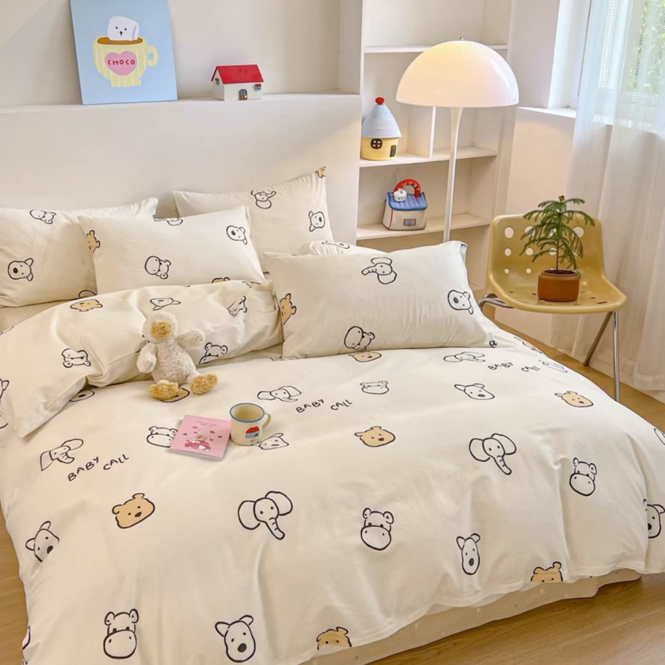 91家纺网 家纺一手货源 找家纺 麦伦家居 2025新款40s斜纹全棉纯棉跑量款卡通小清新四件套 好伙伴