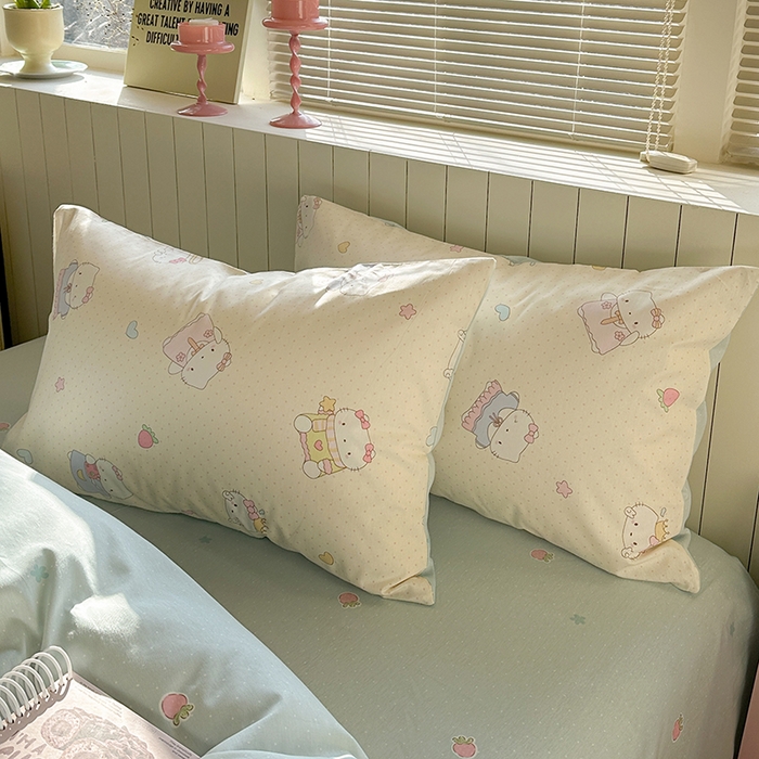 91家纺网 家纺一手货源 找家纺 麦伦家居 2025新款40s斜纹全棉纯棉跑量款卡通小清新四件套 嘟嘟猫