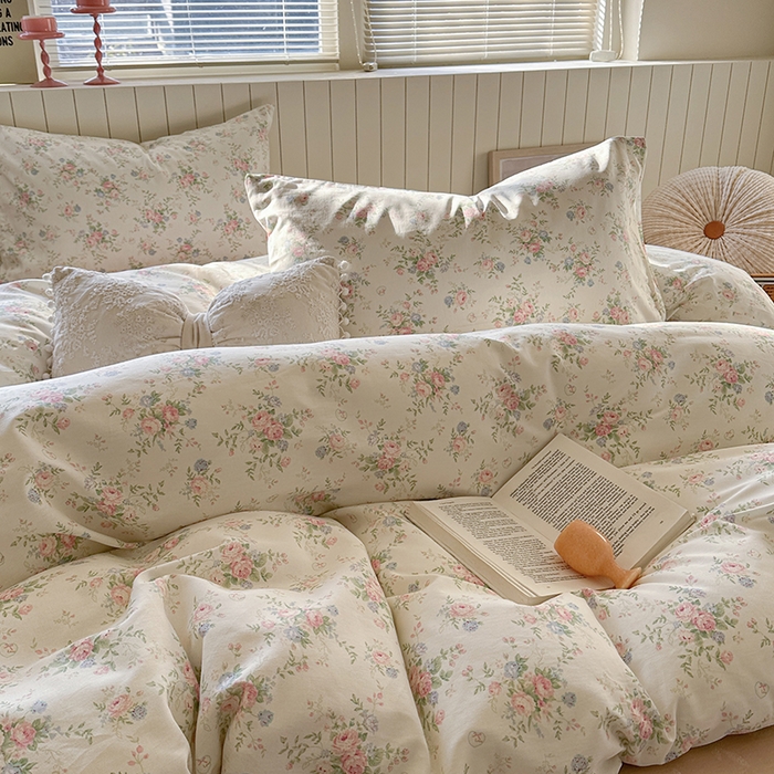 91家纺网 家纺一手货源 找家纺 麦伦家居 2025新款40s斜纹全棉纯棉跑量款卡通小清新四件套 繁花