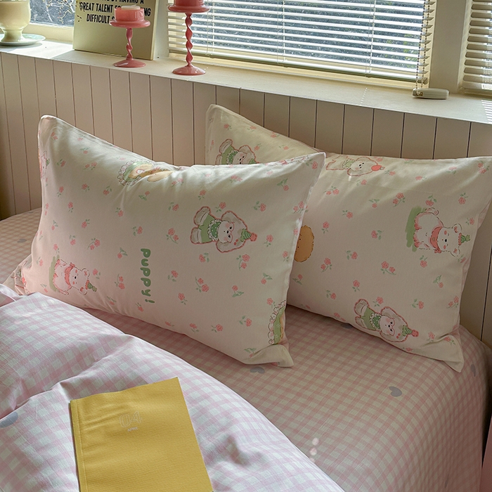 91家纺网 家纺一手货源 找家纺 麦伦家居 2025新款40s斜纹全棉纯棉跑量款卡通小清新四件套 可爱萌宠