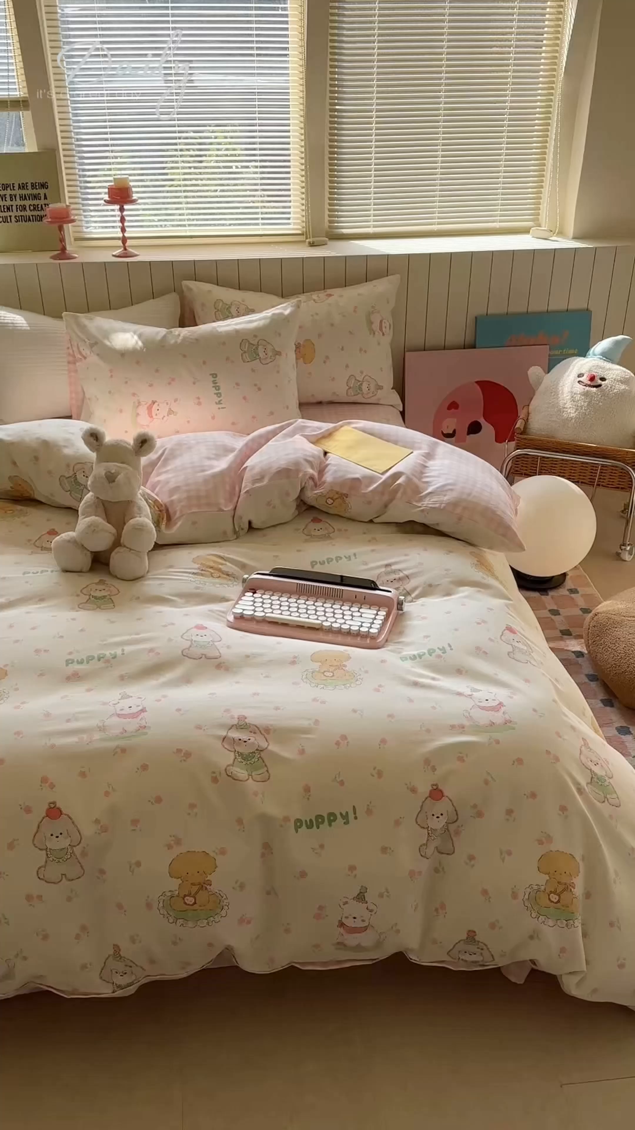 91家纺网 家纺一手货源 找家纺 麦伦家居 2025新款40s斜纹全棉纯棉跑量款卡通小清新四件套 可爱萌宠