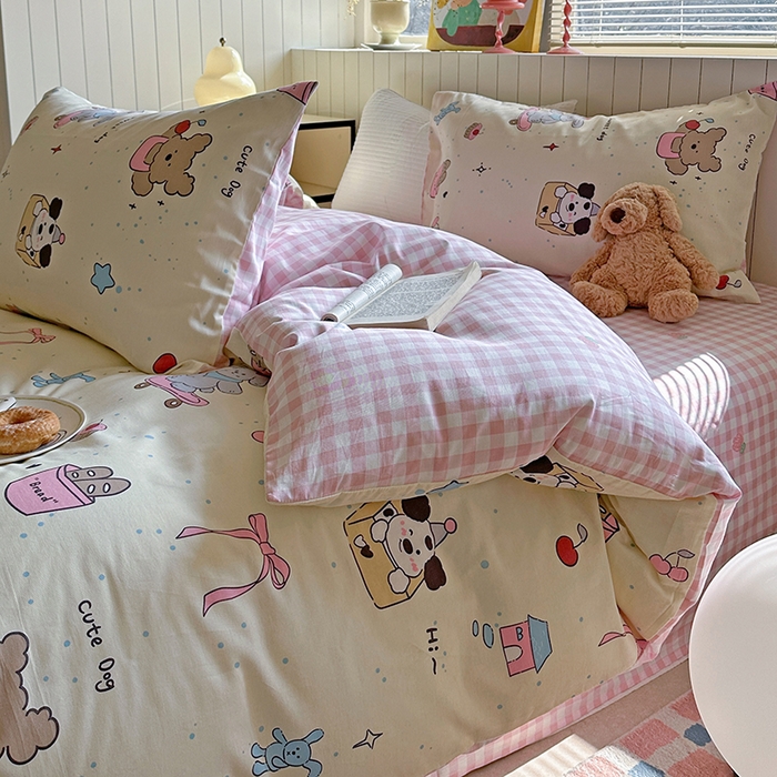 91家纺网 家纺一手货源 找家纺 麦伦家居 2025新款40s斜纹全棉纯棉跑量款卡通小清新四件套 可爱颂