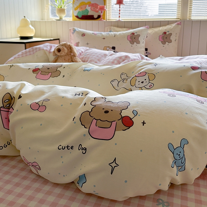 91家纺网 家纺一手货源 找家纺 麦伦家居 2025新款40s斜纹全棉纯棉跑量款卡通小清新四件套 可爱颂