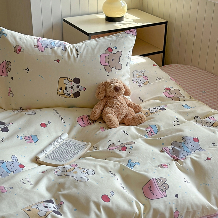 91家纺网 家纺一手货源 找家纺 麦伦家居 2025新款40s斜纹全棉纯棉跑量款卡通小清新四件套 可爱颂