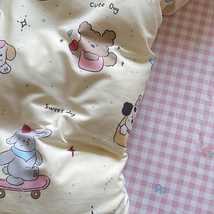 91家纺网 家纺一手货源 找家纺 麦伦家居 2025新款40s斜纹全棉纯棉跑量款卡通小清新四件套 可爱颂