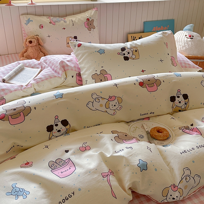 91家纺网 家纺一手货源 找家纺 麦伦家居 2025新款40s斜纹全棉纯棉跑量款卡通小清新四件套 可爱颂