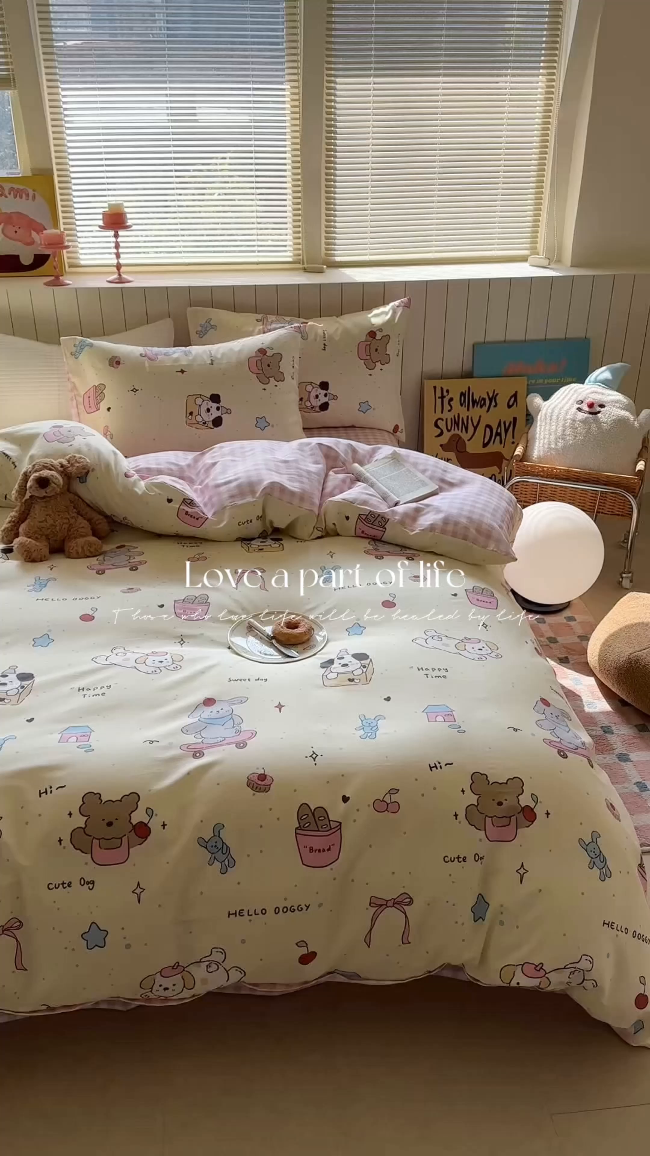 91家纺网 家纺一手货源 找家纺 麦伦家居 2025新款40s斜纹全棉纯棉跑量款卡通小清新四件套 可爱颂