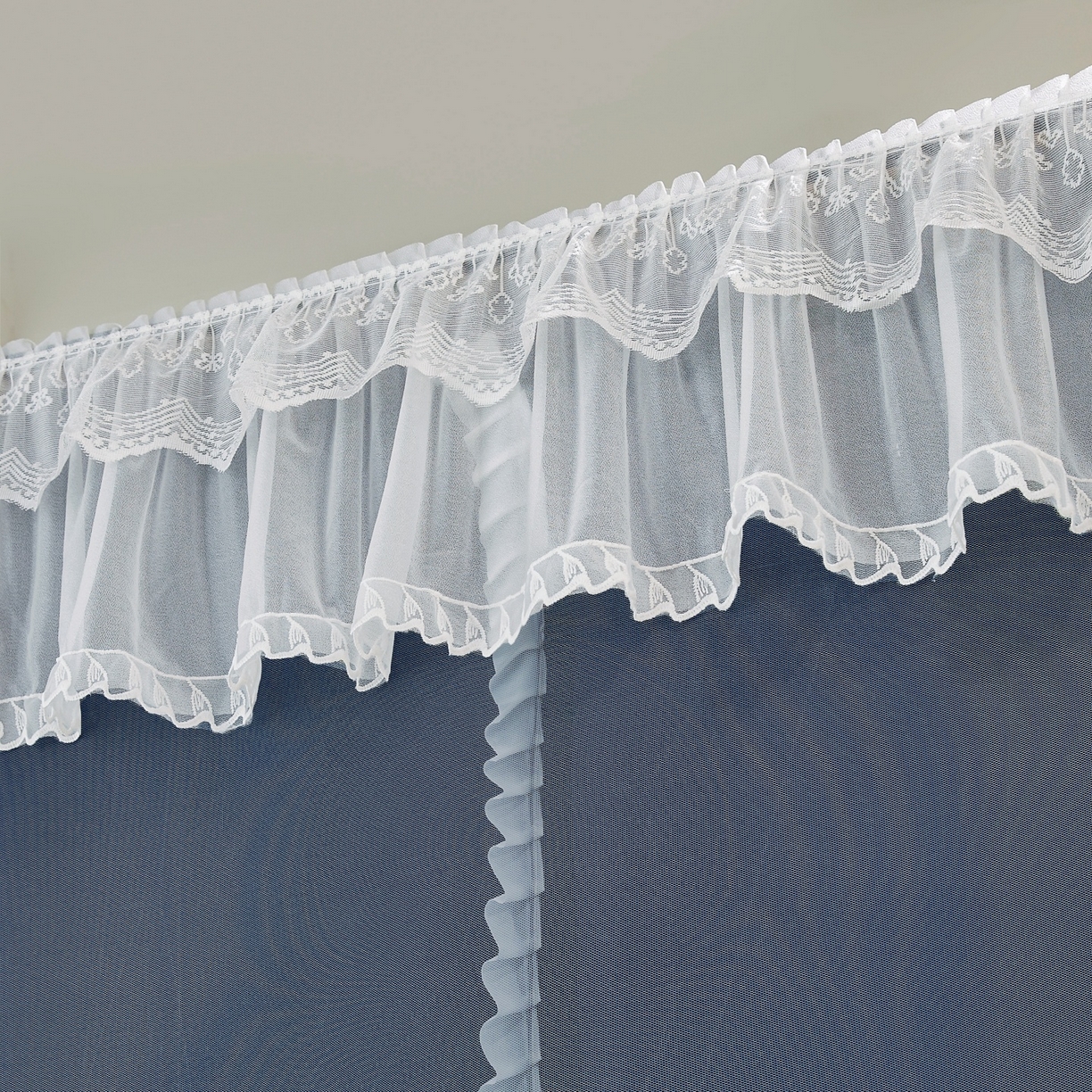 91家纺网 家纺一手货源 找家纺 （总）夏彩 2025新款植绒布蕾丝绣花强遮光铁艺支架学生蚊帐-88625