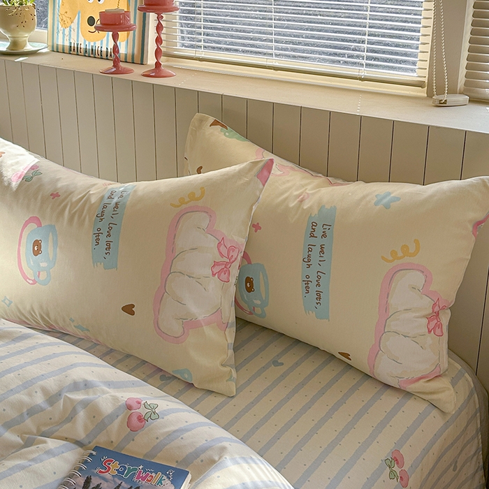 91家纺网 家纺一手货源 找家纺 麦伦家居 2025新款40s斜纹全棉纯棉跑量款卡通小清新四件套 萌趣乐园