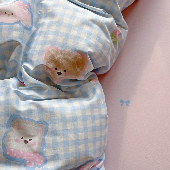 91家纺网 家纺一手货源 找家纺 麦伦家居 2025新款40s斜纹全棉纯棉跑量款卡通小清新四件套 甜蜜小狗