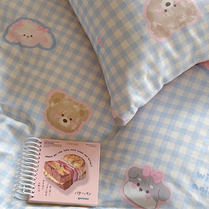 91家纺网 家纺一手货源 找家纺 麦伦家居 2025新款40s斜纹全棉纯棉跑量款卡通小清新四件套 甜蜜小狗