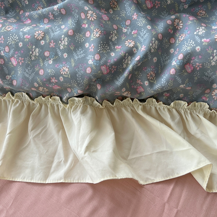 91家纺网 家纺一手货源 找家纺 原素 2025开学季法式花边A类水洗棉四件套 花园兔