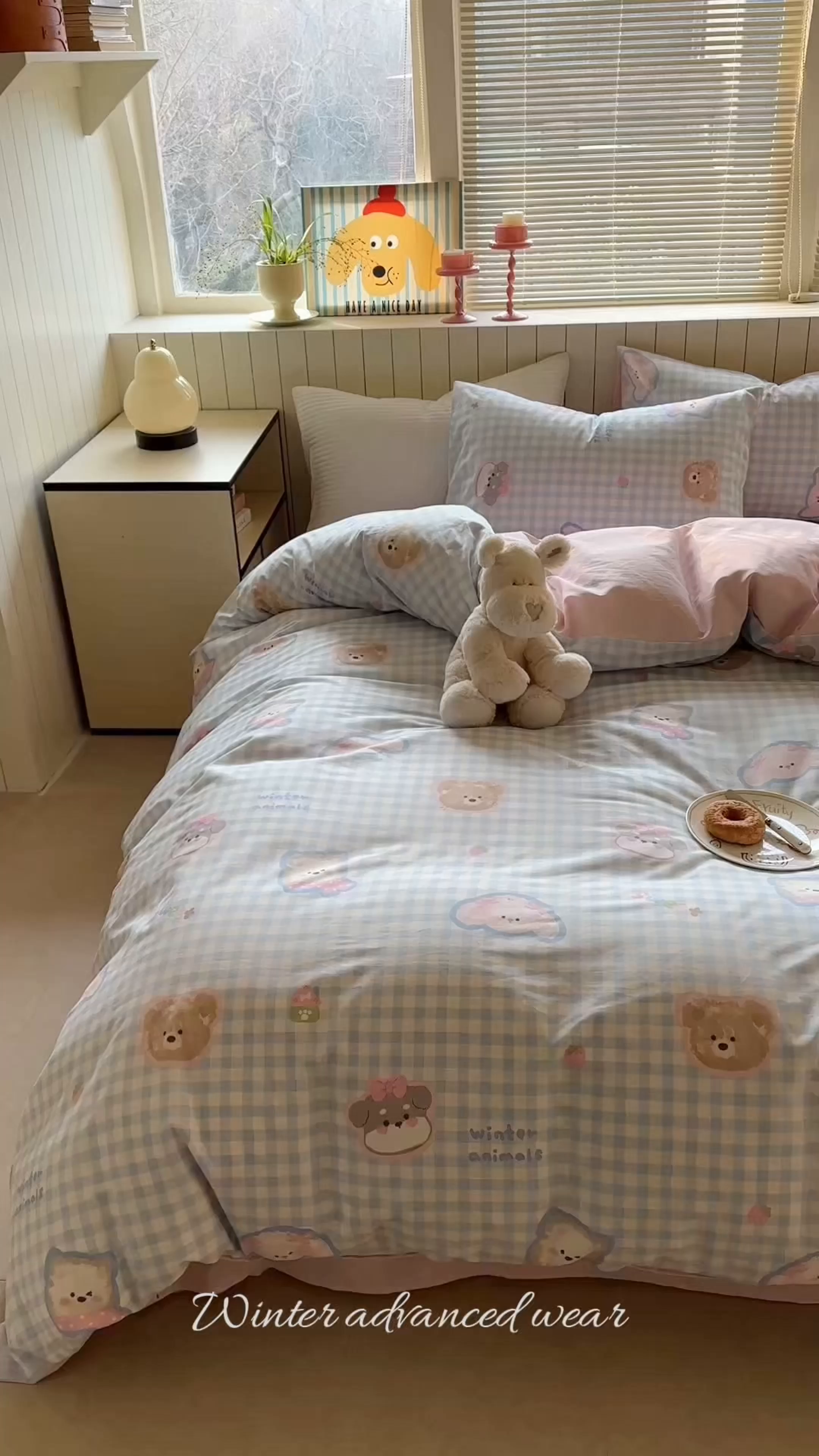 91家纺网 家纺一手货源 找家纺 麦伦家居 2025新款40s斜纹全棉纯棉跑量款卡通小清新四件套 甜蜜小狗