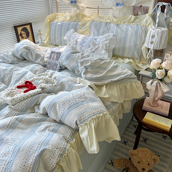 原素 2025开学季法式花边A类水洗棉四件套 夜曲