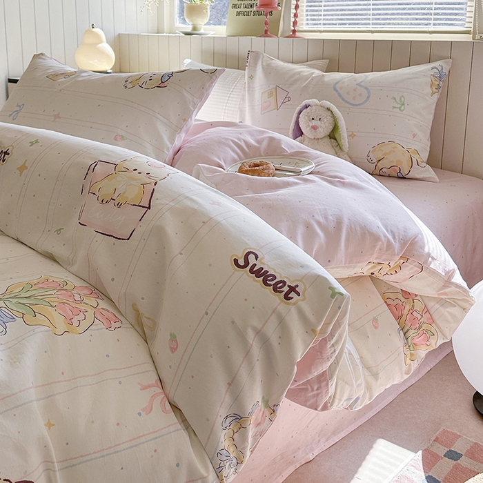 麦伦家居 2025新款40s斜纹全棉纯棉跑量款卡通小清新四件套 小确幸