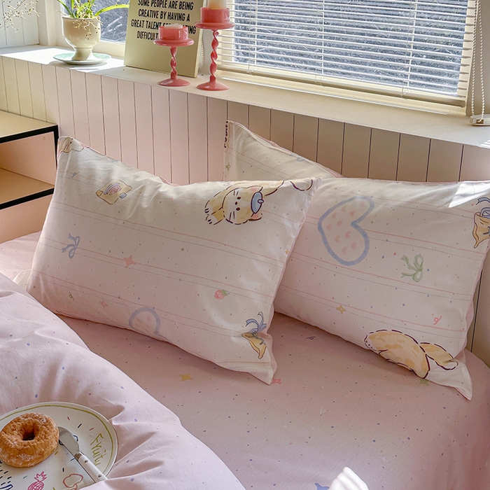 91家纺网 家纺一手货源 找家纺 麦伦家居 2025新款40s斜纹全棉纯棉跑量款卡通小清新四件套 小确幸