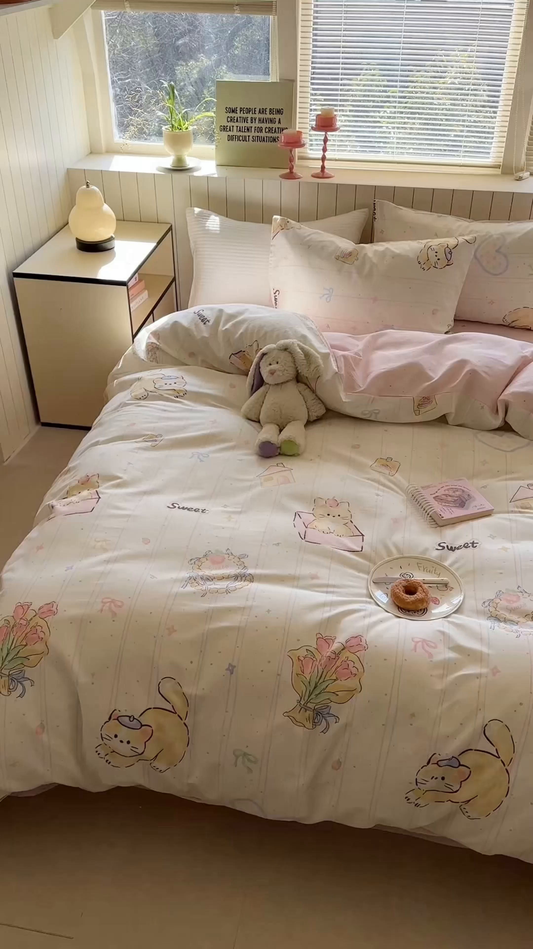 91家纺网 家纺一手货源 找家纺 麦伦家居 2025新款40s斜纹全棉纯棉跑量款卡通小清新四件套 小确幸