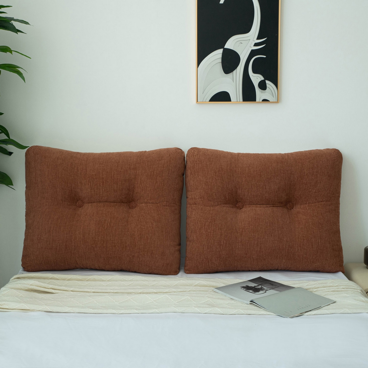 91家纺网 家纺一手货源 找家纺 美达人 2025新款雪尼尔无床头魔术贴靠背 无床头魔术贴-橙