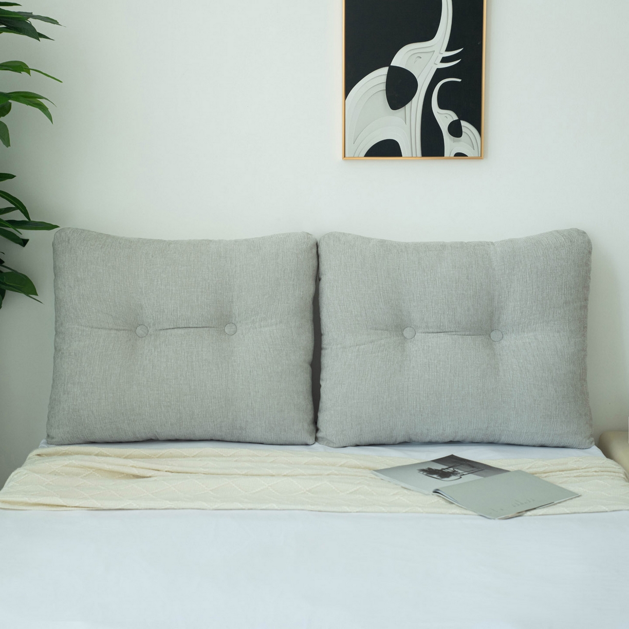 91家纺网 家纺一手货源 找家纺 美达人 2025新款雪尼尔无床头魔术贴靠背 无床头魔术贴-灰