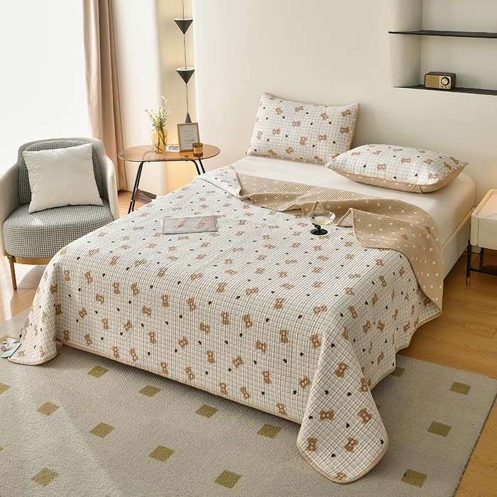 91家纺网 家纺一手货源 找家纺 （总）橙子家居 2024新款高温水洗双面全棉纯棉斜纹13372印花款单品床盖  单床盖