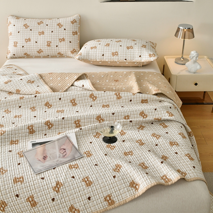 91家纺网 家纺一手货源 找家纺 （总）橙子家居 2024新款高温水洗双面全棉纯棉斜纹13372印花款单品床盖  单床盖