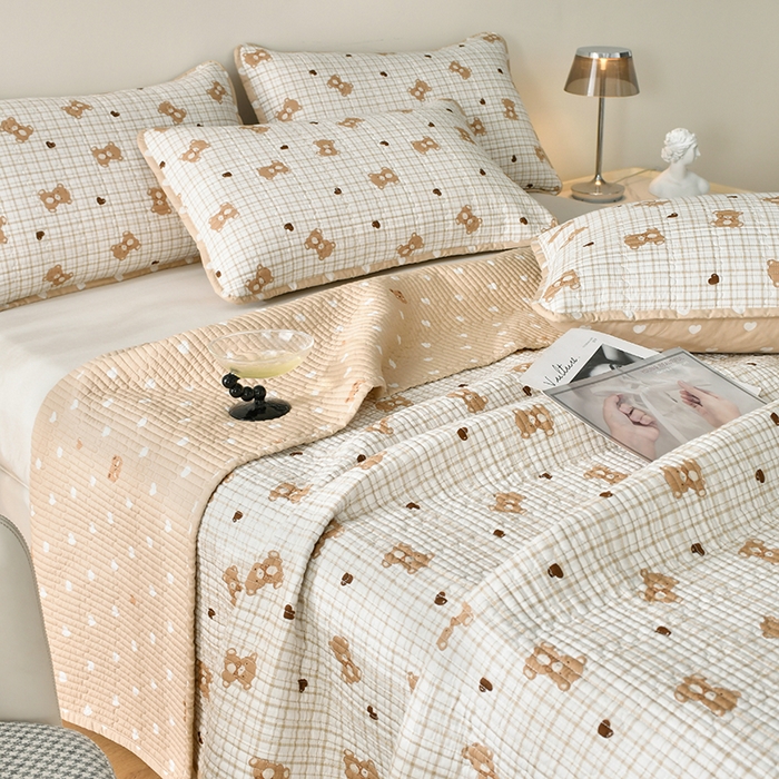 91家纺网 家纺一手货源 找家纺 （总）橙子家居 2024新款高温水洗双面全棉纯棉斜纹13372印花款单品床盖  单床盖