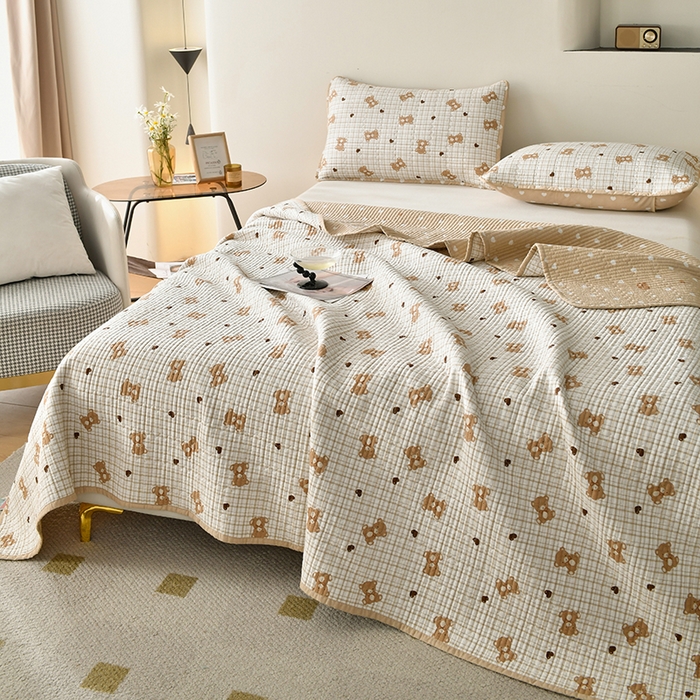 91家纺网 家纺一手货源 找家纺 （总）橙子家居 2024新款高温水洗双面全棉纯棉斜纹13372印花款单品床盖  单床盖