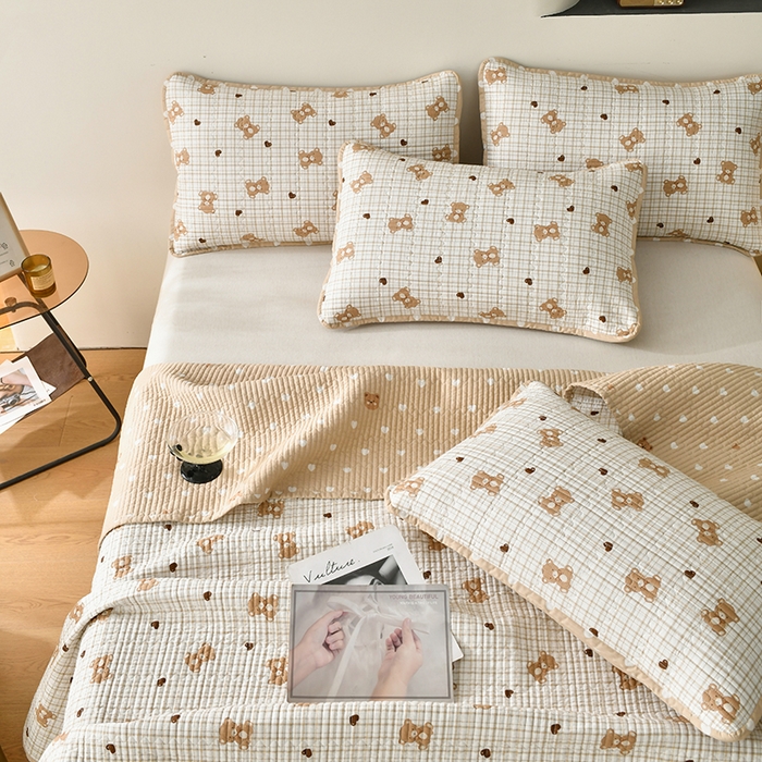 91家纺网 家纺一手货源 找家纺 （总）橙子家居 2024新款高温水洗双面全棉纯棉斜纹13372印花款单品床盖  单床盖