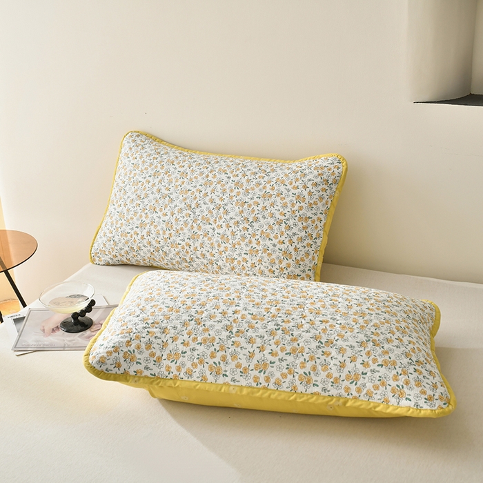 91家纺网 家纺一手货源 找家纺 橙子家居 2024新款高温水洗双面全棉纯棉斜纹13372印花款单品床盖  单床盖 莫娇-黄