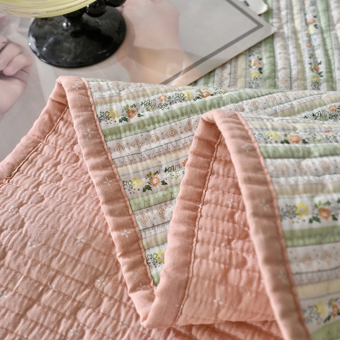 91家纺网 家纺一手货源 找家纺 橙子家居 2024新款高温水洗双面全棉纯棉斜纹13372印花款单品床盖  单床盖 雅清