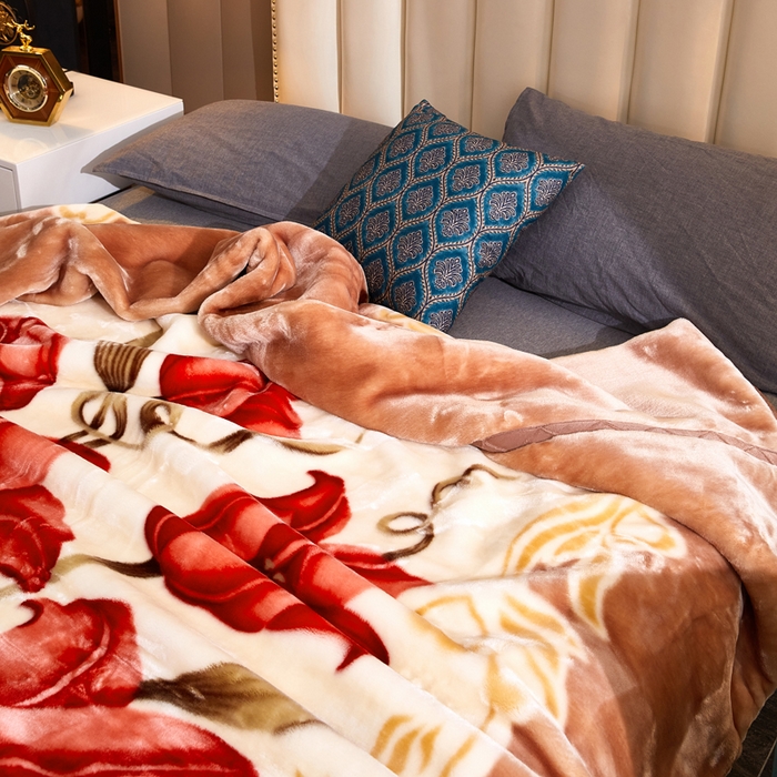 91家纺网 家纺一手货源 找家纺 好艺佳毛毯 2025新款（升级版）拉舍尔毛毯学生毯宿舍婚庆加厚双层毯子绒毯盖毯不掉毛毛毯 升级版-百合仙子