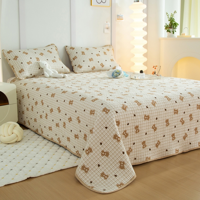 91家纺网 家纺一手货源 找家纺 （总）橙子家居 2024新款高温水洗双面全棉纯棉斜纹13372印花款单品床盖（风格二）