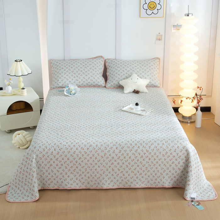 91家纺网 家纺一手货源 找家纺 （总）橙子家居 2024新款高温水洗双面全棉纯棉斜纹13372印花款单品床盖（风格二）