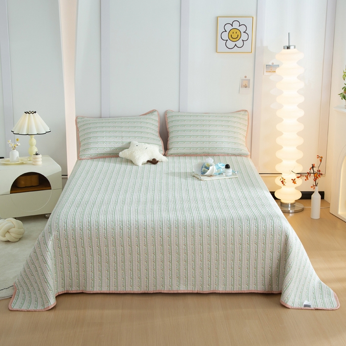 橙子家居 2024新款高温水洗双面全棉纯棉斜纹13372印花款单品床盖（风格二） 雅清