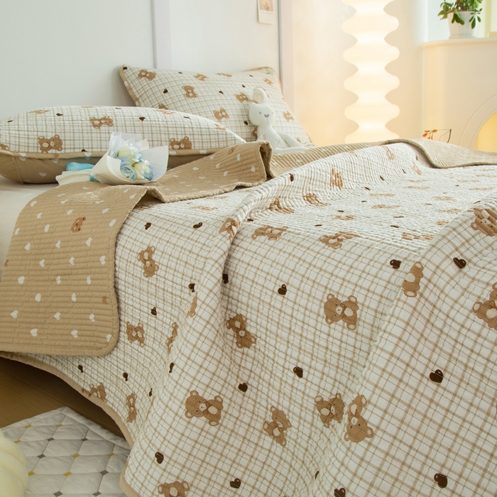 91家纺网 家纺一手货源 找家纺 （总）橙子家居 2024新款高温水洗双面全棉纯棉斜纹13372印花款单品床盖（风格二）