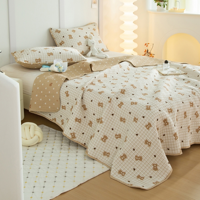 91家纺网 家纺一手货源 找家纺 （总）橙子家居 2024新款高温水洗双面全棉纯棉斜纹13372印花款单品床盖（风格二）