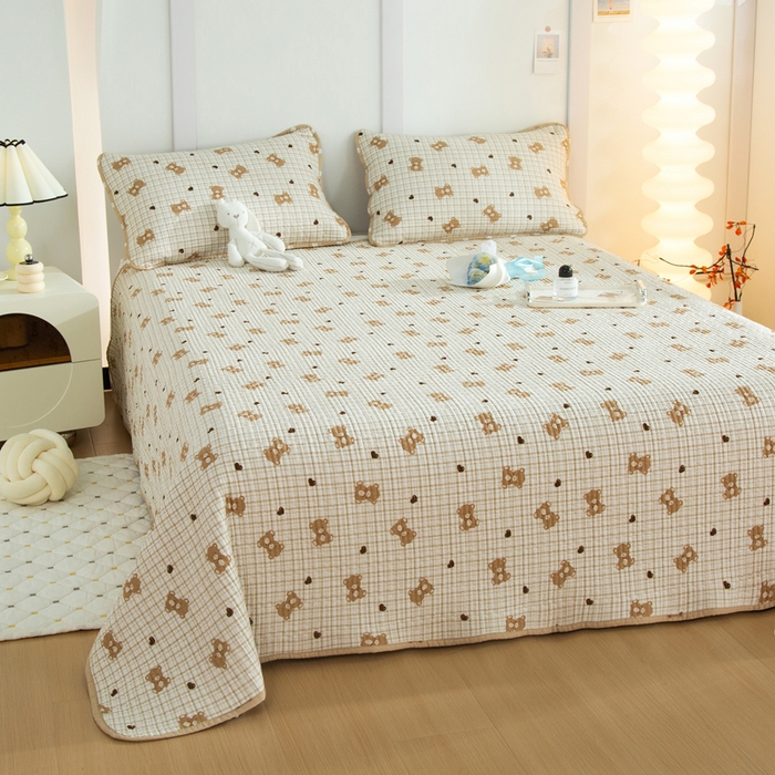 91家纺网 家纺一手货源 找家纺 （总）橙子家居 2024新款高温水洗双面全棉纯棉斜纹13372印花款单品床盖（风格二）