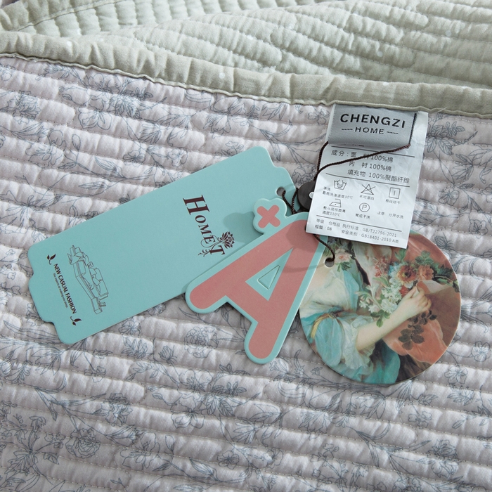 91家纺网 家纺一手货源 找家纺 橙子家居 2024新款高温水洗双面全棉纯棉斜纹13372印花款单品床盖（风格二） 雾里花-粉
