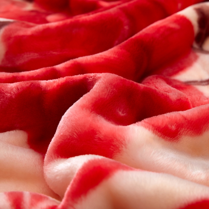 91家纺网 家纺一手货源 找家纺 好艺佳毛毯 2025新款（升级版）拉舍尔毛毯学生毯宿舍婚庆加厚双层毯子绒毯盖毯不掉毛毛毯 升级版-闭月羞花-大红