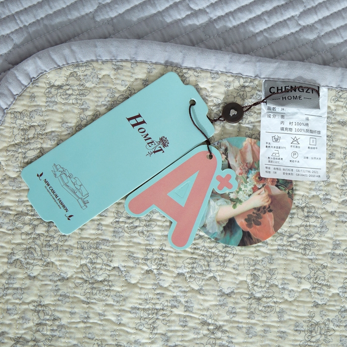 91家纺网 家纺一手货源 找家纺 橙子家居 2024新款高温水洗双面全棉纯棉斜纹13372印花款单品床盖（风格二） 赫本