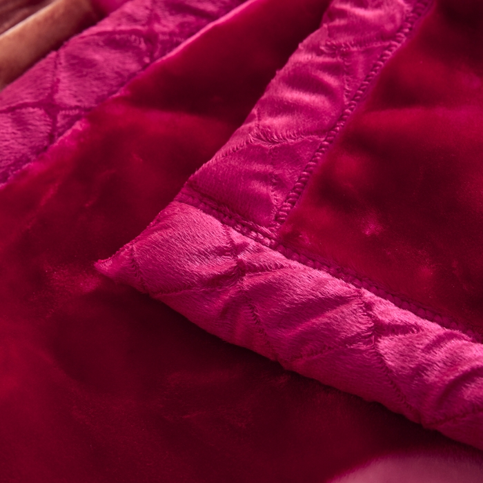 91家纺网 家纺一手货源 找家纺 好艺佳毛毯 2025新款（升级版）拉舍尔毛毯学生毯宿舍婚庆加厚双层毯子绒毯盖毯不掉毛毛毯 升级版-闭月羞花-玫红