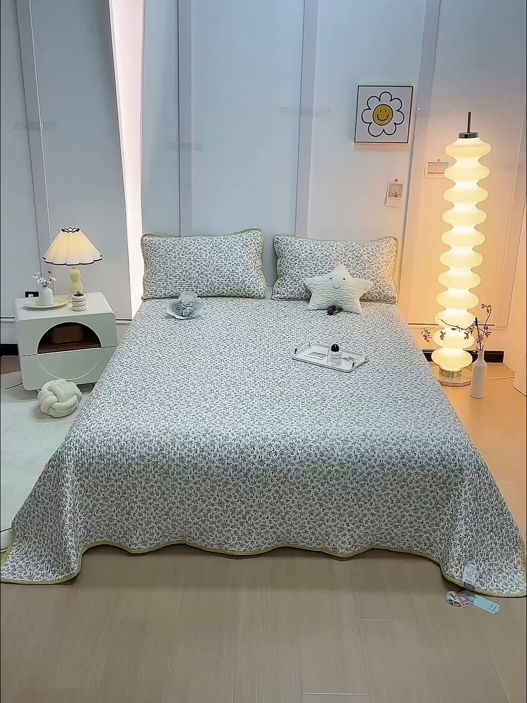 91家纺网 家纺一手货源 找家纺 橙子家居 2024新款高温水洗双面全棉纯棉斜纹13372印花款单品床盖（风格二） 莫娇-黄