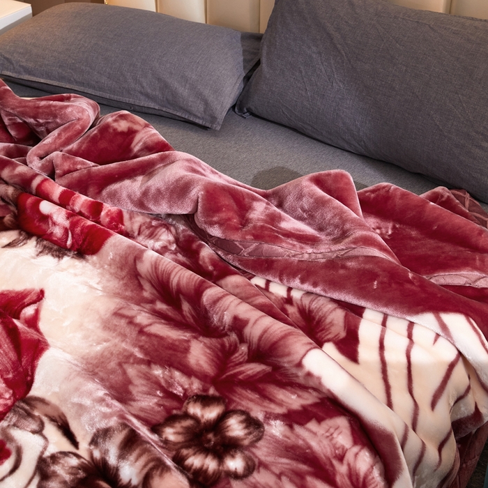 91家纺网 家纺一手货源 找家纺 好艺佳毛毯 2025新款（升级版）拉舍尔毛毯学生毯宿舍婚庆加厚双层毯子绒毯盖毯不掉毛毛毯 升级版-如花似锦