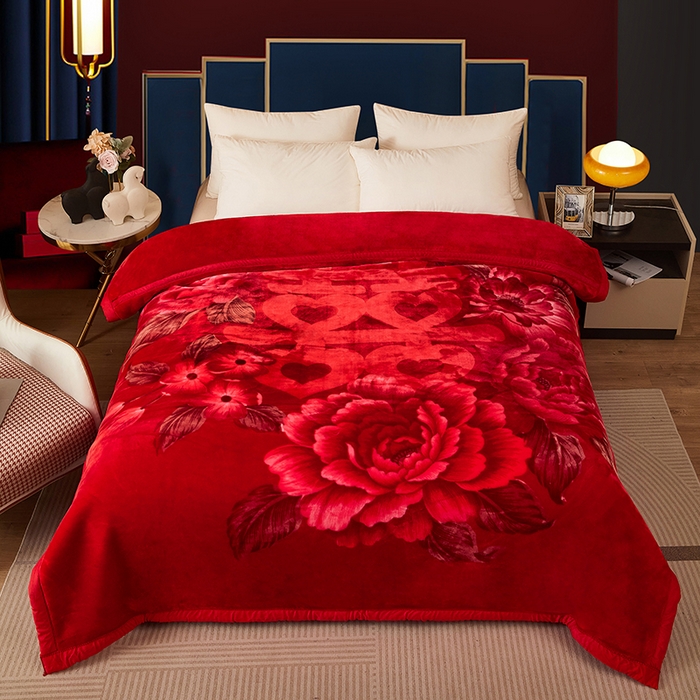 好艺佳毛毯 2025新款（升级版）拉舍尔毛毯学生毯宿舍婚庆加厚双层毯子绒毯盖毯不掉毛毛毯 升级版-双喜临门