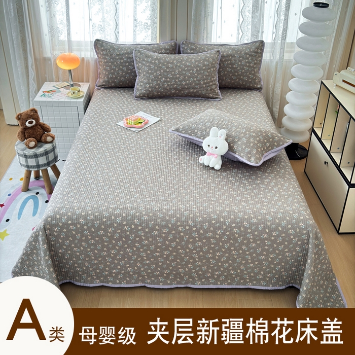 91家纺网 家纺一手货源 找家纺 （总）橙子家居 2024新款A类木棉印花夹层新疆棉花四季款床盖三件套