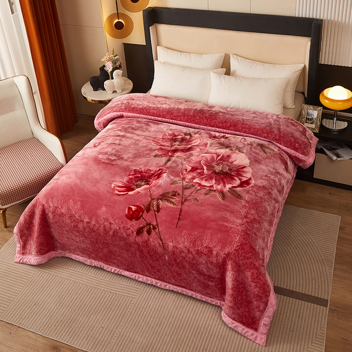 91家纺网 家纺一手货源 找家纺 好艺佳毛毯 2025新款（升级版）拉舍尔毛毯学生毯宿舍婚庆加厚双层毯子绒毯盖毯不掉毛毛毯 升级版-姹紫嫣红