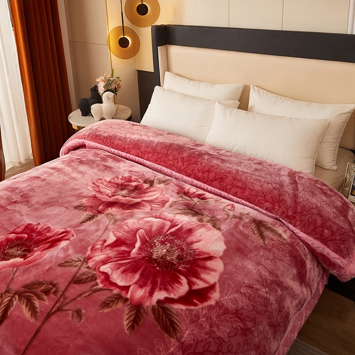 91家纺网 家纺一手货源 找家纺 好艺佳毛毯 2025新款（升级版）拉舍尔毛毯学生毯宿舍婚庆加厚双层毯子绒毯盖毯不掉毛毛毯 升级版-姹紫嫣红